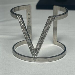 Vince Camuto Silver V-Shaped Crystal Bracelet